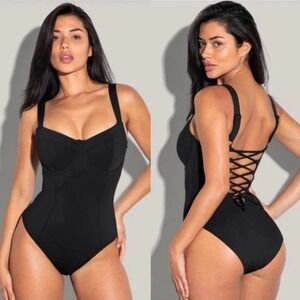 TA3 NWT Black Lifty One Piece Swimsuit Size XS Reg/Long F/G Cups Busty